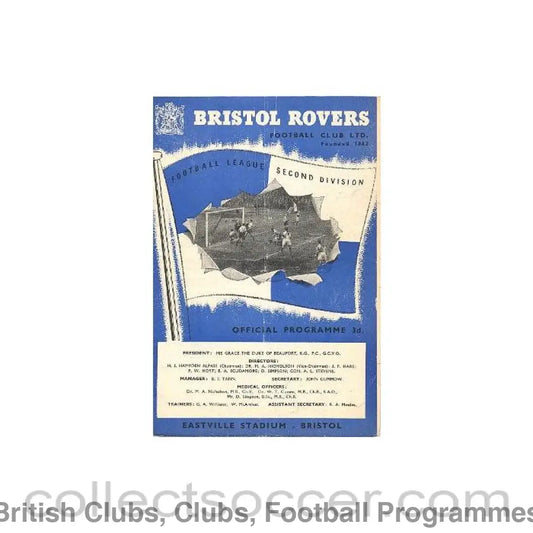 1953 - Bristol Rovers v Swansea Town official programme 14/11/1953