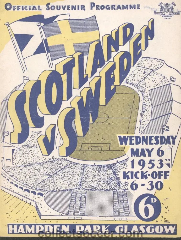 1953 Scotland v Sweden Programme - Collect Soccer