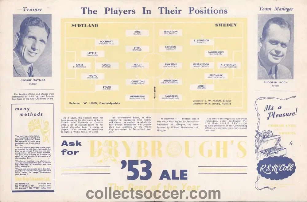 1953 Scotland v Sweden Programme - Collect Soccer
