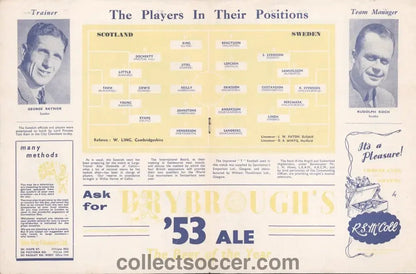 1953 Scotland v Sweden Programme - Collect Soccer