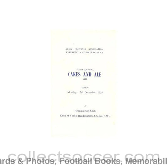 1955 - Army Football Association Fifth Annual Cakes and Ale 1955 menu