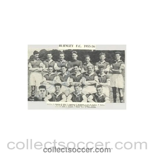 1955 - Burnley signed team photograph newspaper cutting of 1955-1956