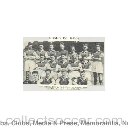 1955 - Burnley signed team photograph newspaper cutting of 1955-1956
