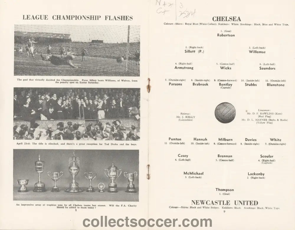 1955 Charity Shield Immaculate Copy Chelsea v Newcastle United Programme