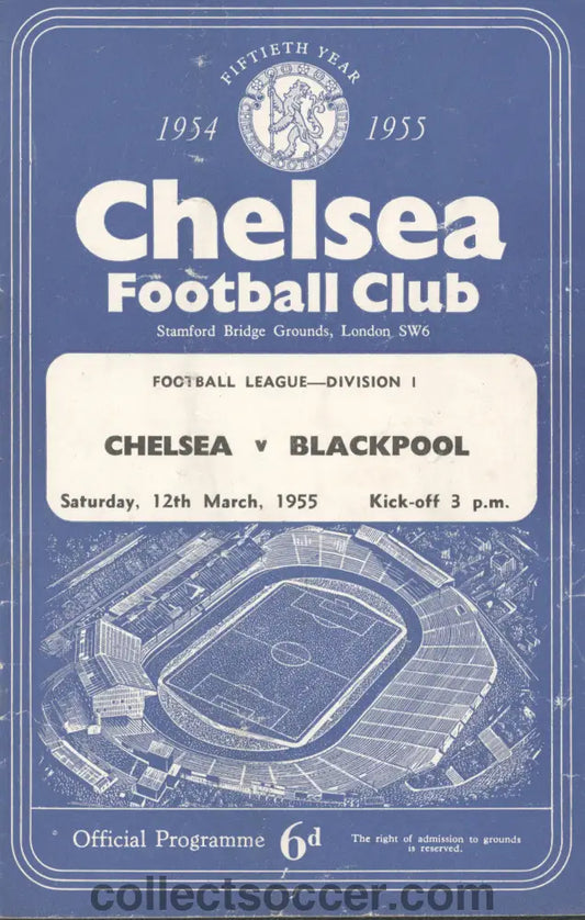 1955 Chelsea v Blackpool Programme Chelsea’s First Ever Championship Season