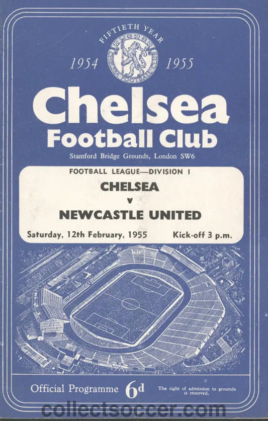 1955 Chelsea v Newcastle United Programme 12/2/1955 Chelsea’s First Ever Championship Season