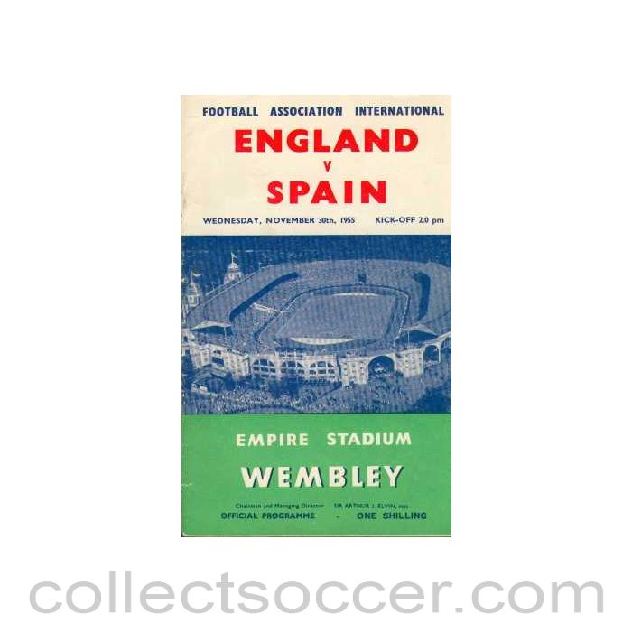 1955 England V Spain Programme 30/11/1955