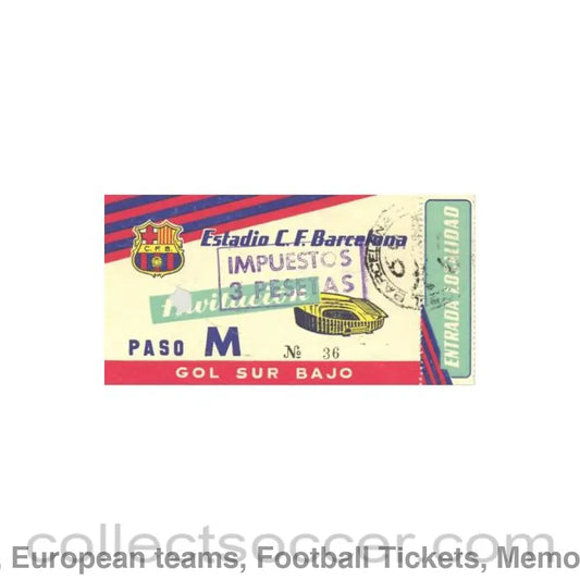 1958 - Barcelona unused ticket 1958-1959