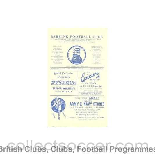 1958 - Barking v Romford official programme 05/04/1958