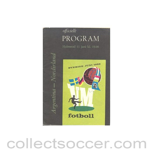 1958 World Cup Programme Argentina v Northern Ireland 11/06/1958