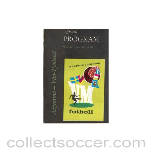 1958 World Cup Programme Germany V Argentina Programme