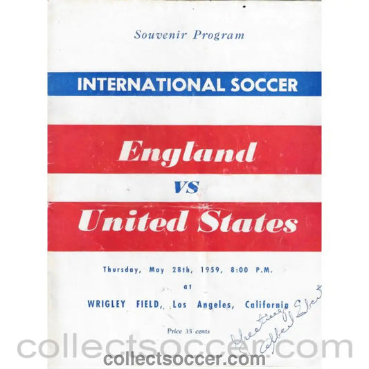 1959 England v United States Official Programme Signed
