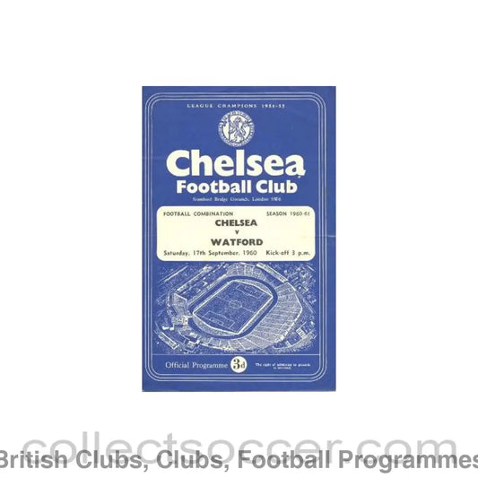 1960 - Chelsea Reserves v Watford Reserves official programme 17/09/1960