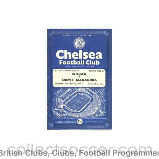 1961 - Chelsea v Crewe Alexandra official programme 07/01/1961