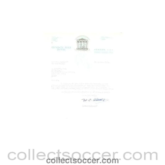 1962 - Letter from Hendon Hall Hotel London originally signed of 06/11/1962 to The Football League about the football