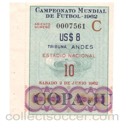 1962 World Cup Original Ticket Chile V Italy 02/06/1962