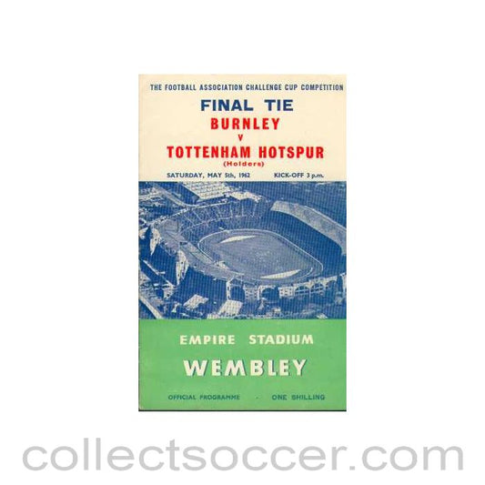 1962 FA Cup Final Programme Burnley v Tottenham Hotspur