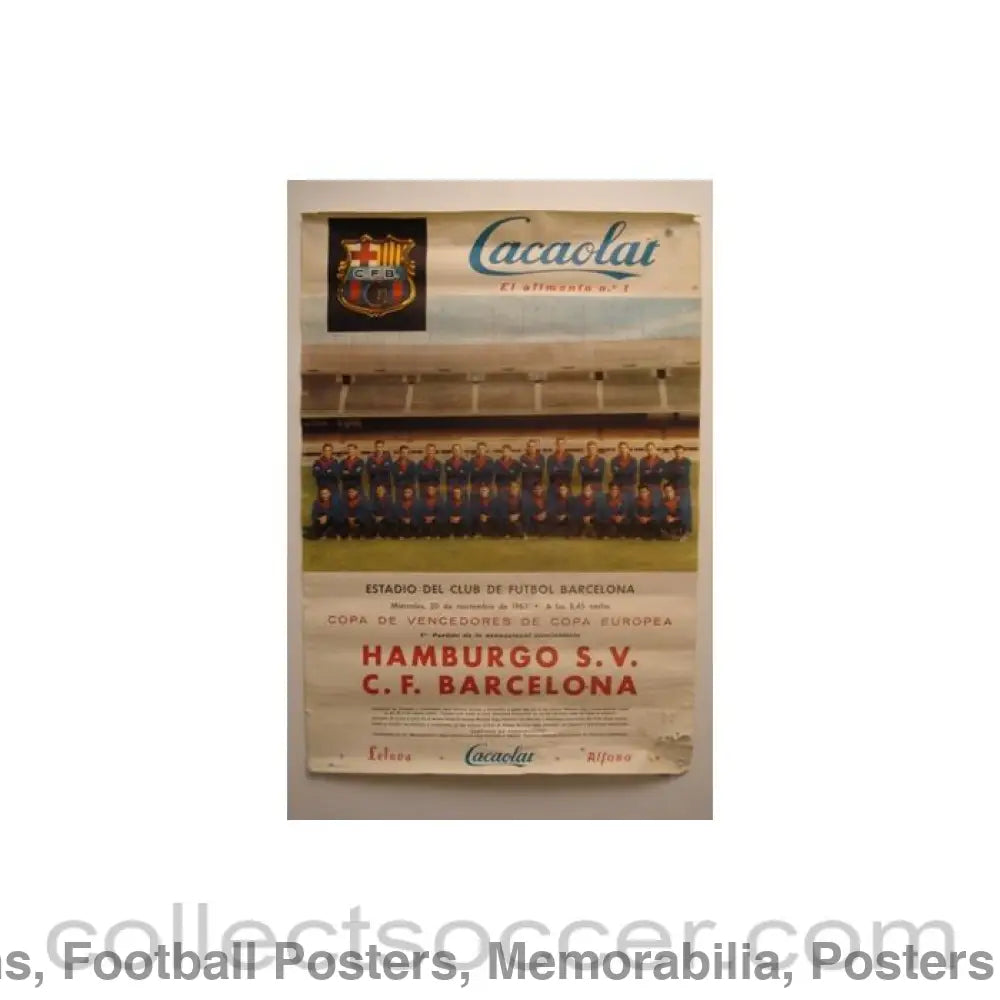 1963 - Barcelona v Hamburg poster 20/11/1963 European Cup Winners Cup