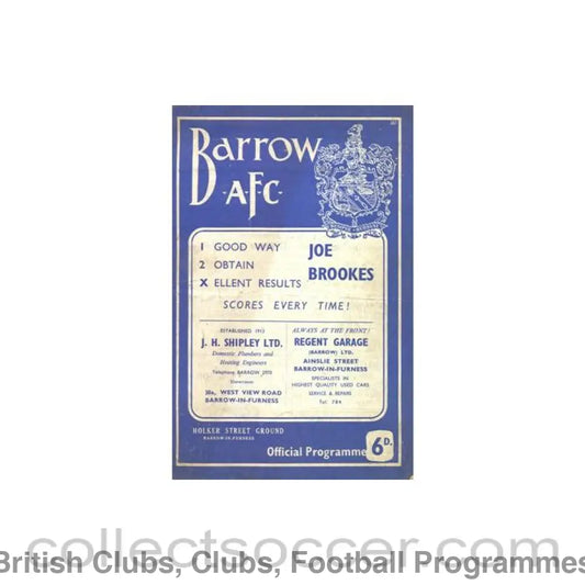 1963 - Barrow v Bradford official programme 23/11/1963