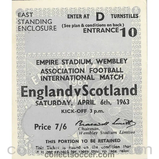 1963 England v Scotland Ticket