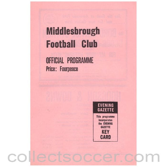1963 Middlesbrough v Chelsea Football Programme
