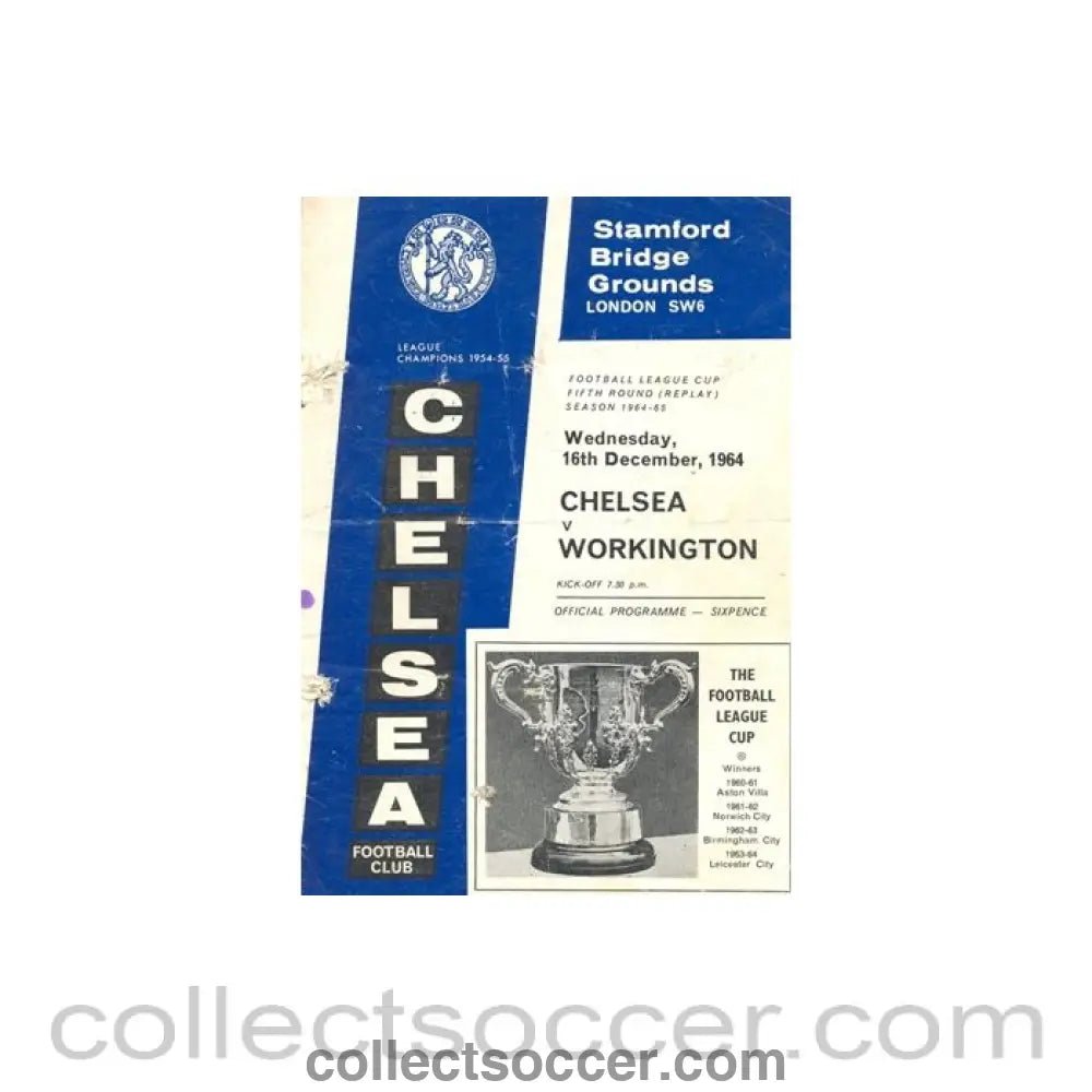 Chelsea v Workington official programme 16/12/1964, very rare, in good ...