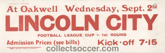 1964 Original Bus Destination Poster Barnsley v Lincoln City