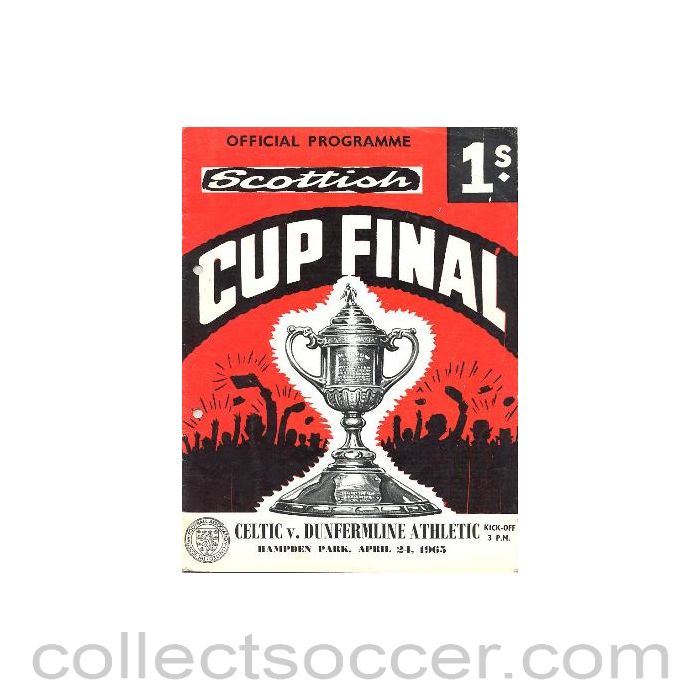 1965 Scottish Cup Final Celtic v Dunfermline Athletic official programme hole-punched