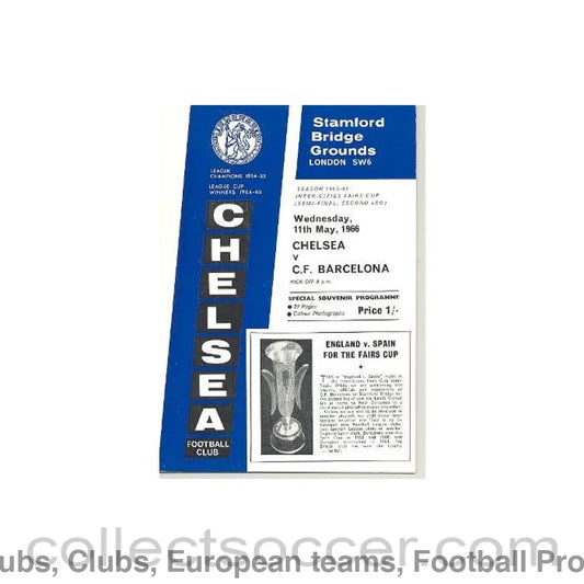 1966 - Chelsea v Barcelona official programme 11/05/1966