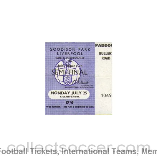1966 World Cup Semi Final Ticket