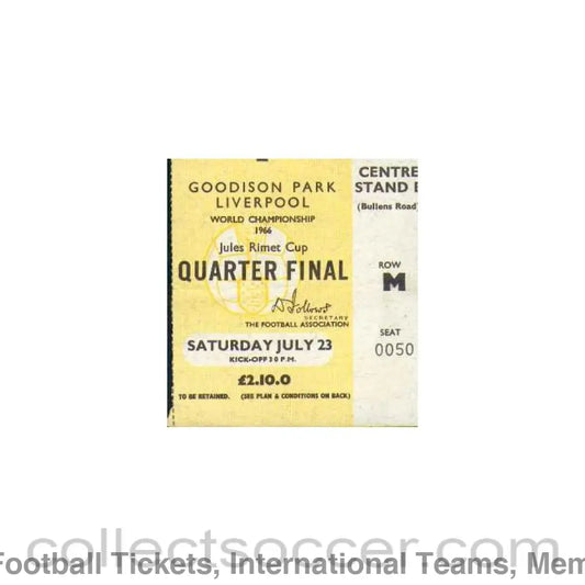 1966 World Cup Ticket 23/07/1966