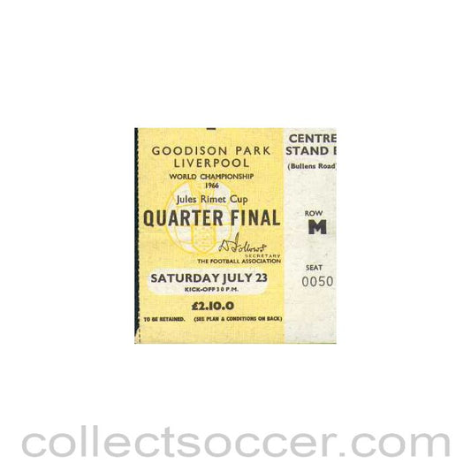1966 World Cup Ticket 23/07/1966