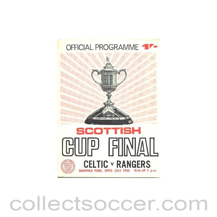 1966 Scottish Cup Final Celtic v Glasgow Rangers official programme pink version