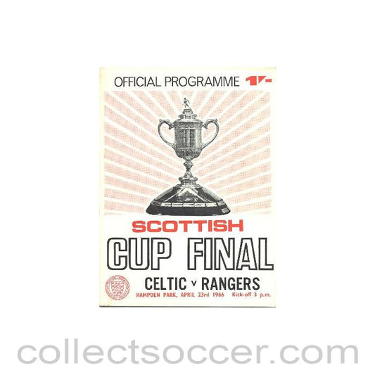 1966 Scottish Cup Final Celtic v Glasgow Rangers official programme pink version