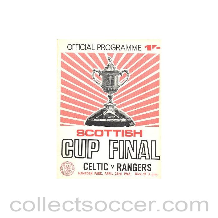 1966 Scottish Cup Final Celtic v Glasgow Rangers official programme red version