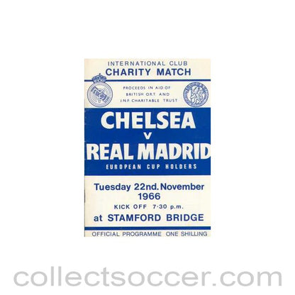 1966 - Chelsea V Real Madrid official programme 22/11/1966
