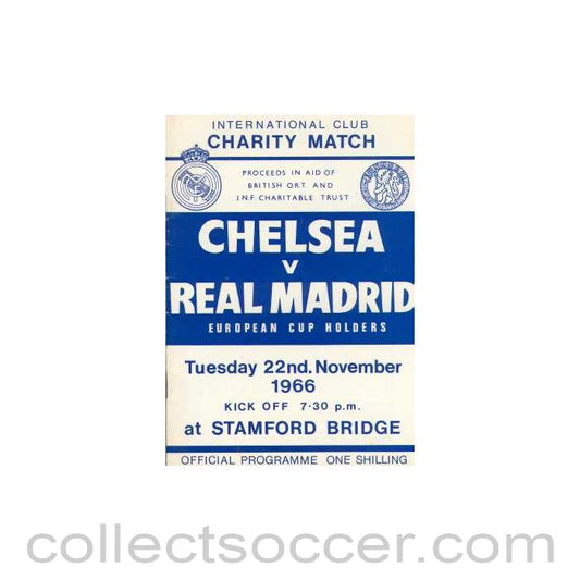 1966 - Chelsea V Real Madrid official programme 22/11/1966