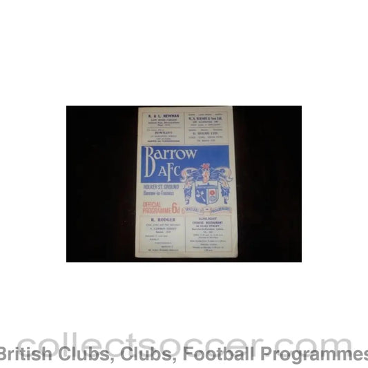 1967 - Barrow v Crystal Palace official programme 13/09/1967