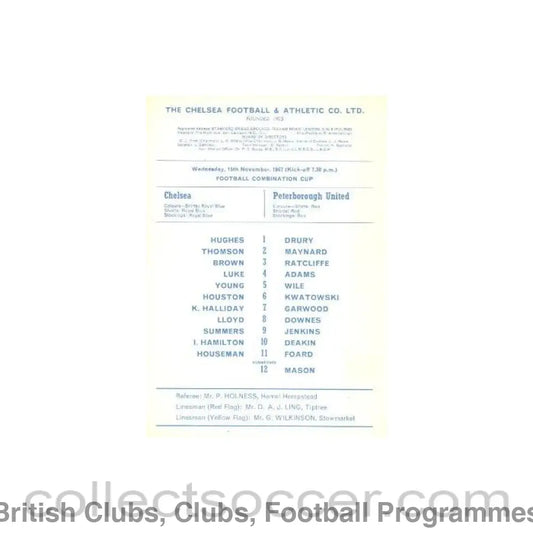 1967 - Chelsea Reserves v Peterborough Reserves official programme 15/11/1967