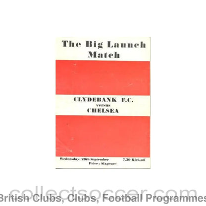 1967 - Clydebank vChelsea official programme 20/09/1967