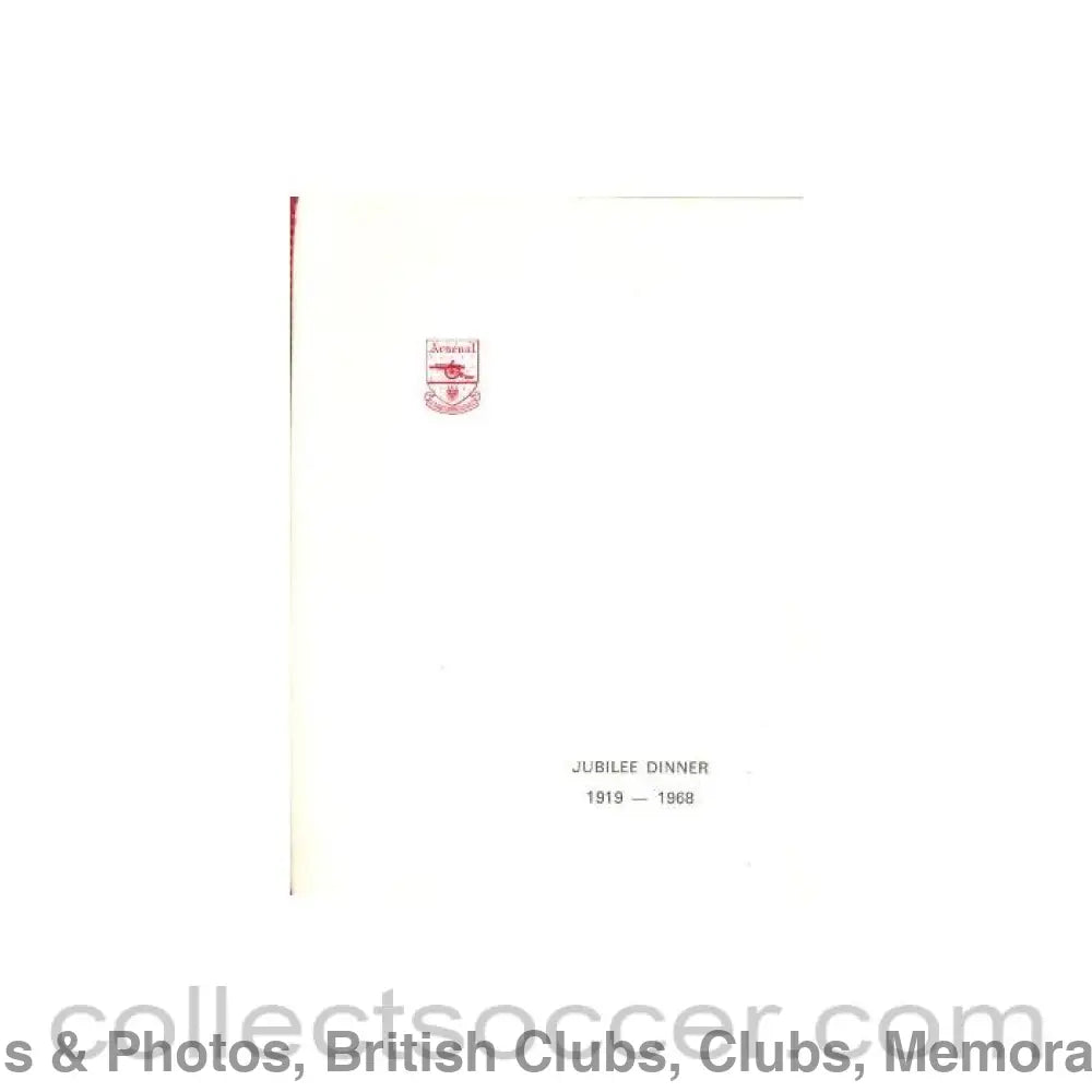 1968 - Arsenal - Dinner & Cabaret to The Honorary Stewards of Arsenal FC jubilee 1919-1968 menu with ribbon 10/12/1968
