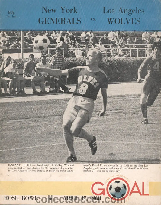 1968 New York Generals v Los Angeles Wolves (Wolverhampton Wanderers) Official Programme