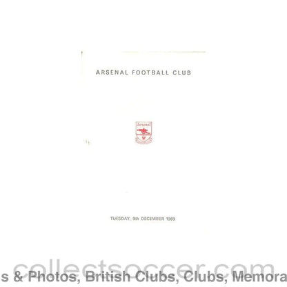 1969 - Arsenal - Dinner & Cabaret to The Honorary Stewards of Arsenal FC menu with ribbon 09/12/1969