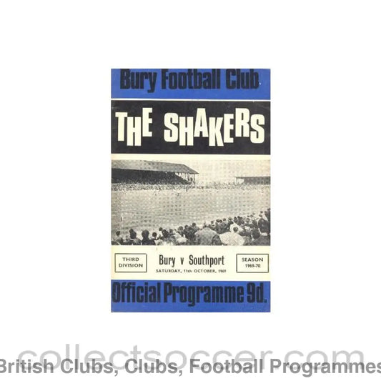 1969 - Bury v Southport official programme 11/10/1969 Football League