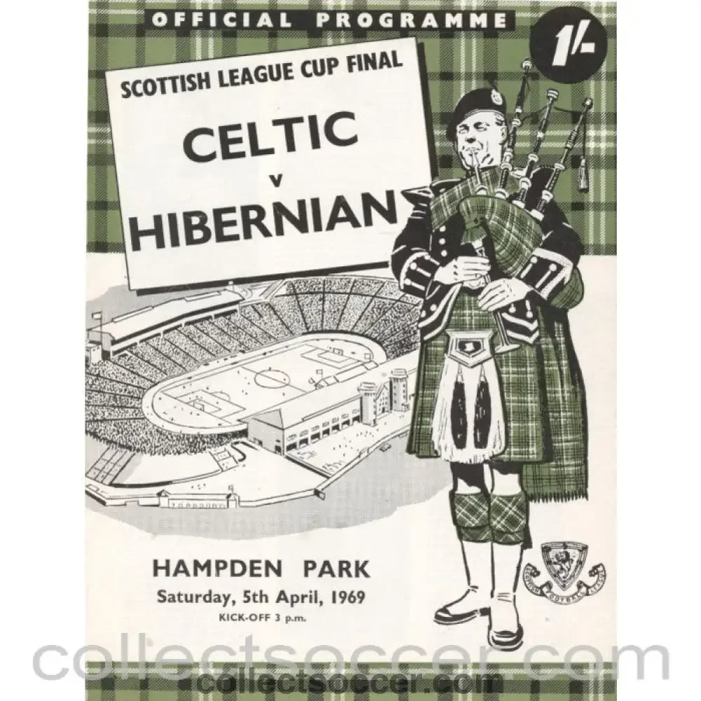 1969 Scottish League Cup Final Celtic v Hibernian Official Football Programme - Collect Soccer