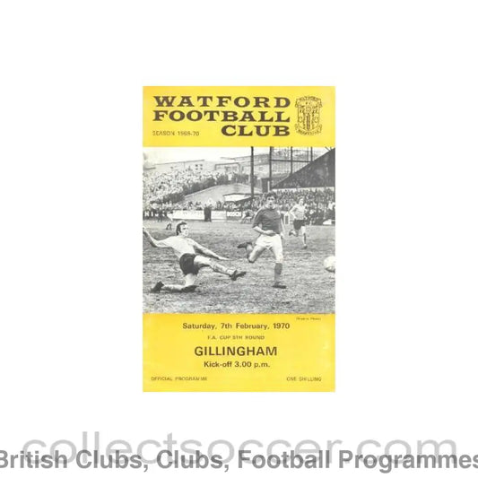 1970 - Watford v Gillingham official programme 07/02/1970 F.A. Cup