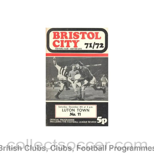 1971 - Bristol City v Luton Town official programme 04/12/1971 Football League