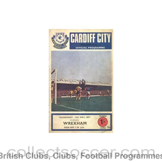 1971 - Cardiff City v Wrexham official programme 12/05/1971