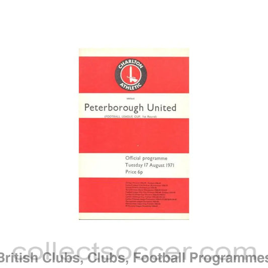1971 - Charlton Athletic v Peterborough United official programme 17/08/1971 Football League