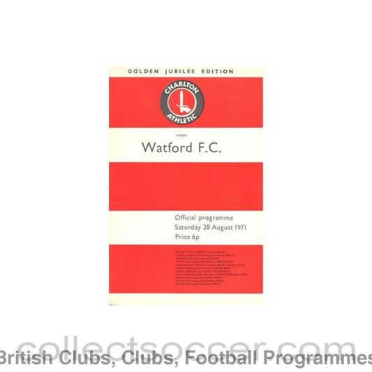 1971 - Charlton Athletic v Watford official programme 28/08/1971 Football League
